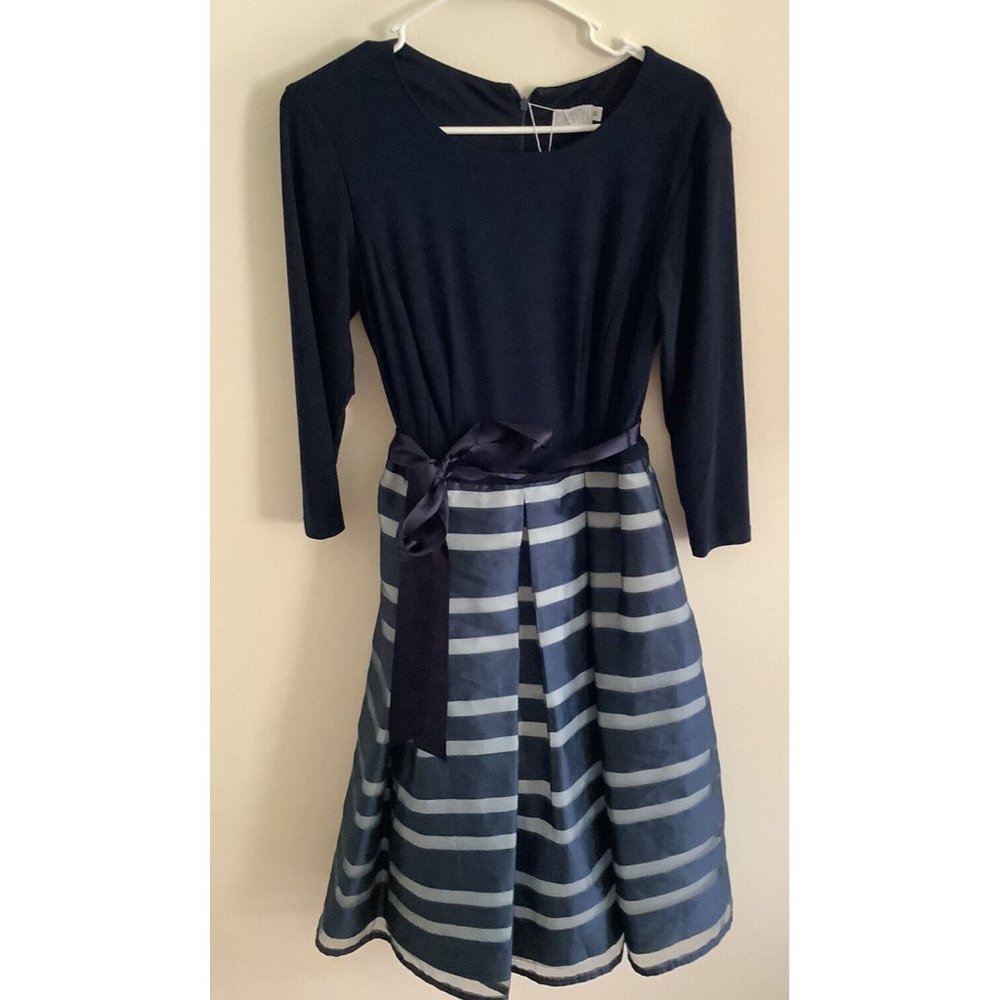 Christin Michaels Bailey Sweet Organza party dress navy/Ivory  Women's 6